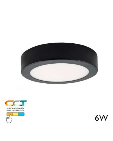 Downlight surface ceiling lamp LED 6W CCT 12cm black 3000ºK 4000ºK 6000ºK