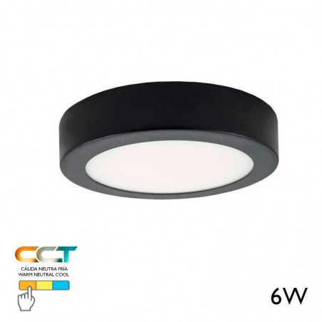 Downlight surface ceiling lamp LED 6W CCT 12cm black 3000ºK 4000ºK 6000ºK