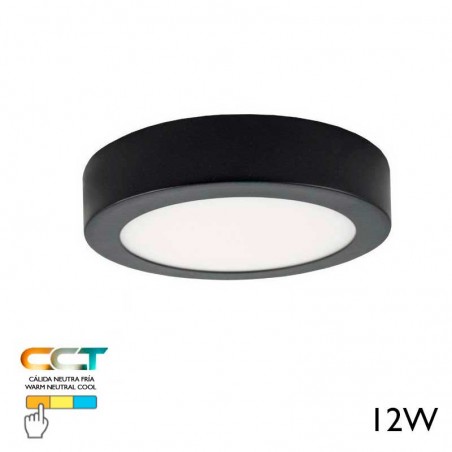 Downlight surface ceiling lamp LED 12W CCT 17cm black 3000ºK 4000ºK 6000ºK