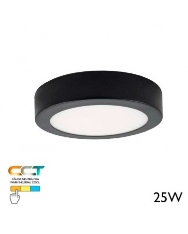 LED ceiling surface downlight 25W CCT 30cm black 3000ºK 4000ºK 6000ºK