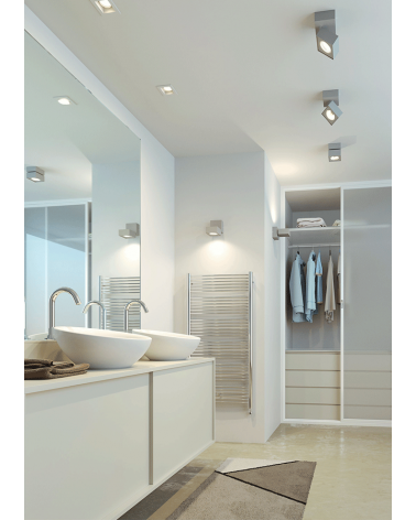 Wall and ceiling cube spotlight 10cm grey colour LED 15W 90º tilting aluminum 4000K 1321 Lm. 40º