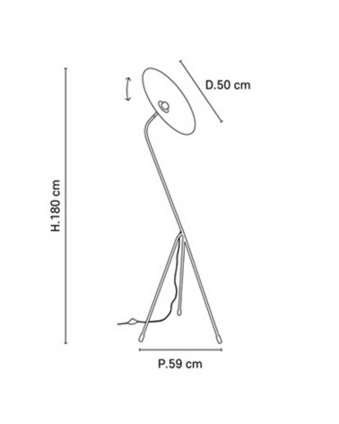 Lámpara de pie 180cm de metal pantalla cónica con trípode E27
