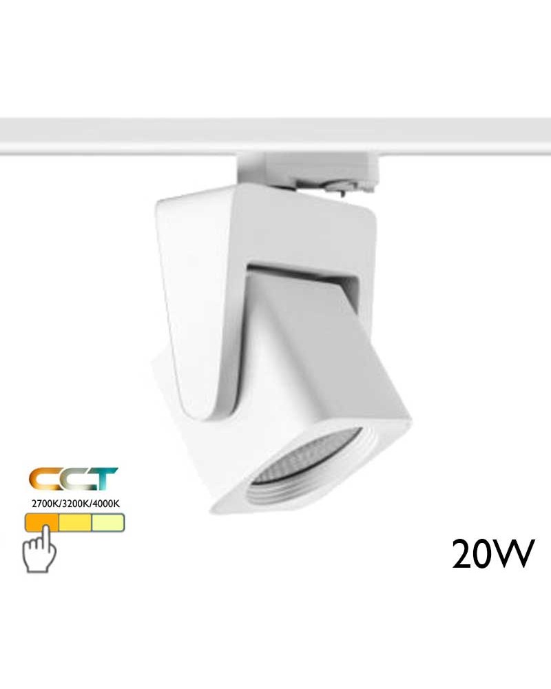 Foco de carril LED 10cm 20W CCT Switch 2700K/3200K/4000K