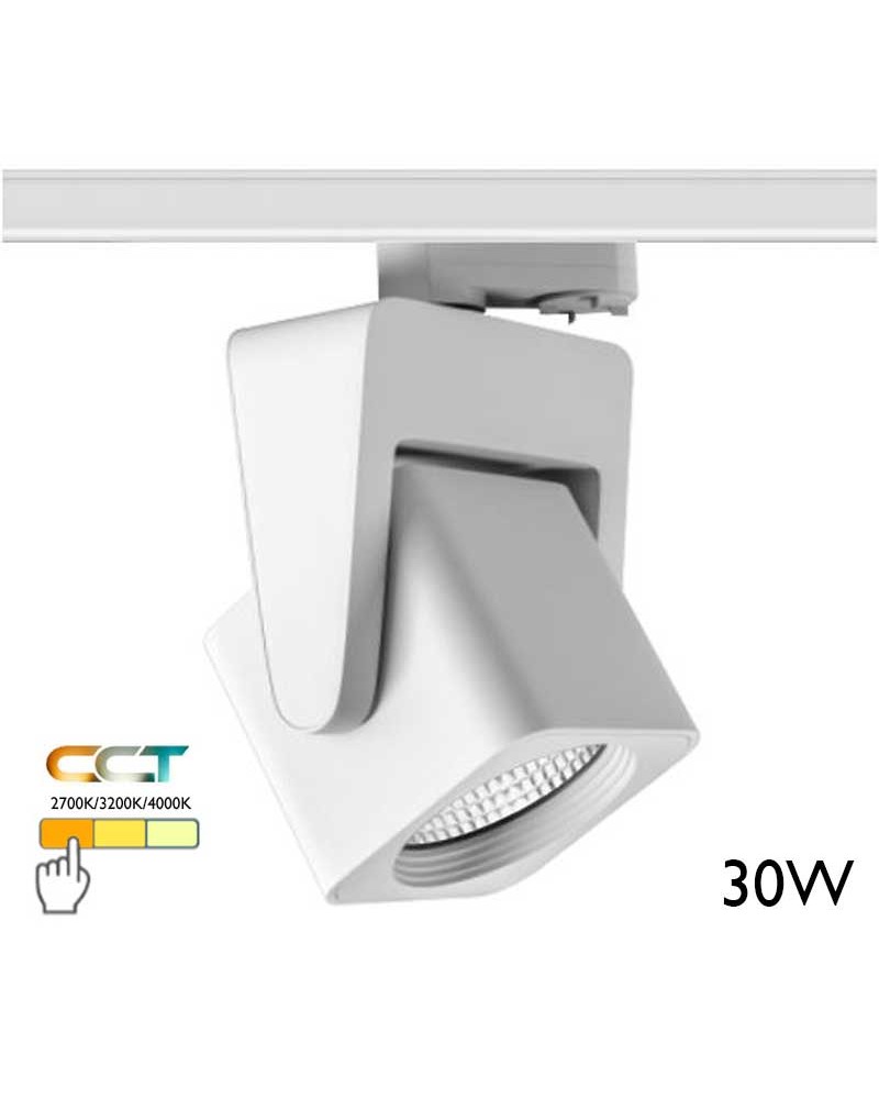 Foco de carril LED 10cm 30W CCT Switch 2700K/3200K/4000K