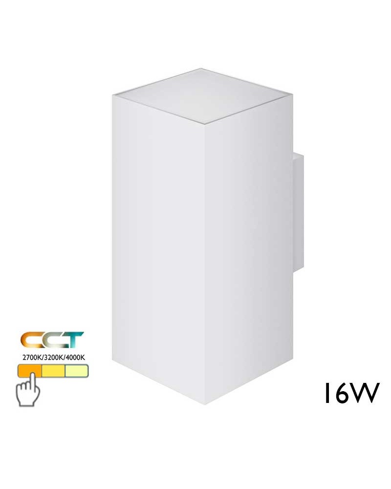Aplique pared de exterior 16cm Luz superior e inferior LED 16W policarbonato IP65 CCT Switch 2700K/3200K/4000K