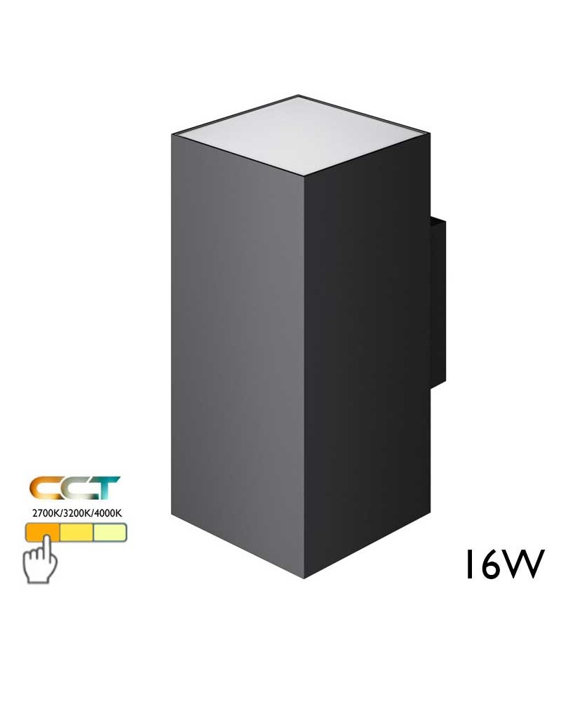 Outdoor wall light 16cm Top and bottom light LED 16W polycarbonate IP65 CCT Switch 2700K/3200K/4000K