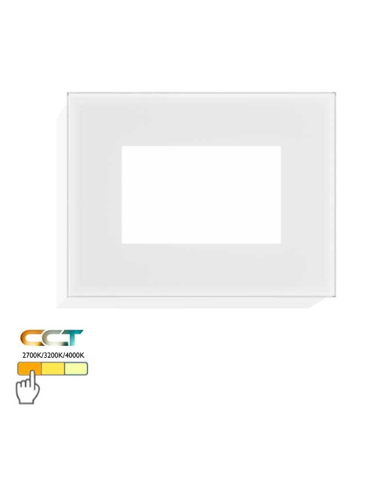 Aplique señalizador empotrable 10,5cm de aluminio blanco y cristal LED 4,5W IP66 CCT Switch 2700K/3200K/4000K