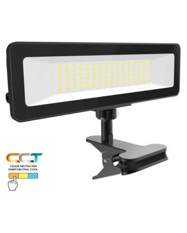 LED projector with battery and clamp 10W 110º  CCT SWITCH 3000K/4000K/5000K