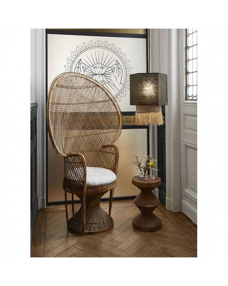 Lámpara de techo 30cm con 2 pantallas de lino y rafia deshilachada E27