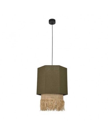 Ceiling lamp 30cm 2 linen and frayed raffia lampshades E27