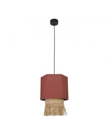 Ceiling lamp 30cm 2 linen and frayed raffia lampshades E27