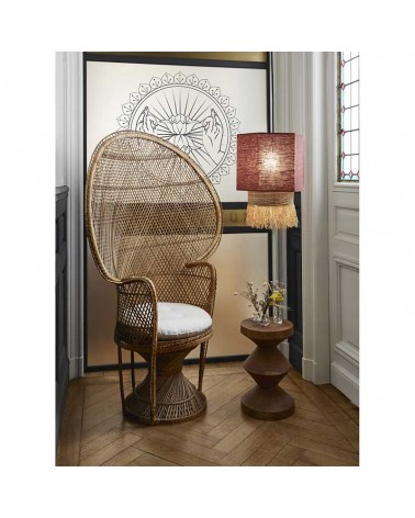 Ceiling lamp 30cm 2 linen and frayed raffia lampshades E27