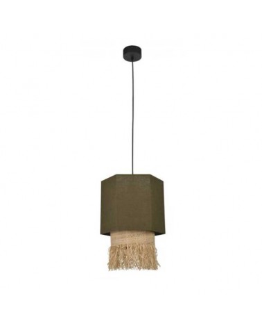 Ceiling lamp 30cm 2 linen and frayed raffia lampshades E27
