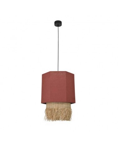 Ceiling lamp 30cm 2 linen and frayed raffia lampshades E27