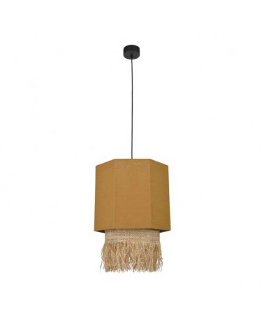 Ceiling lamp 30cm 2 linen and frayed raffia lampshades E27