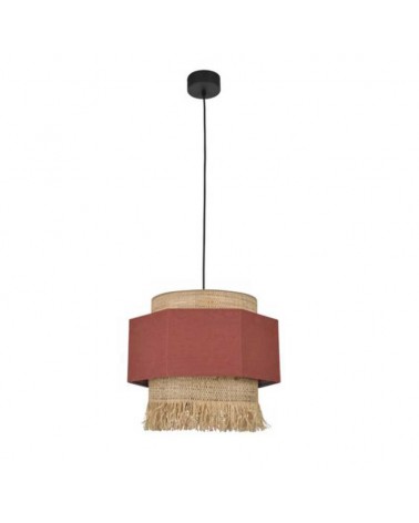 Ceiling lamp 38cm 2 linen and frayed raffia lampshades E27