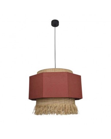 Ceiling lamp 60cm 2 linen and frayed raffia lampshades E27