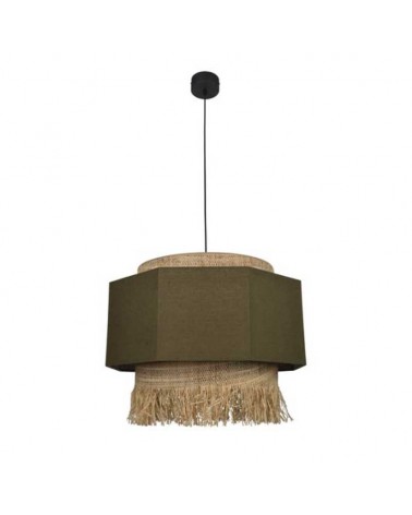 Ceiling lamp 60cm 2 linen and frayed raffia lampshades E27