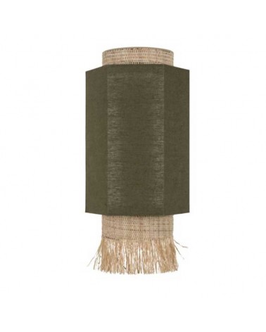 Wall light 27cm 2 linen and frayed raffia lampshades 2xE27