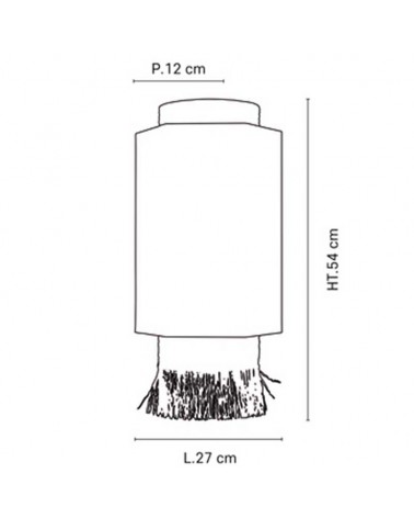 Aplique pared 27cm con 2 pantallas de lino y rafia deshilachada 2xE27