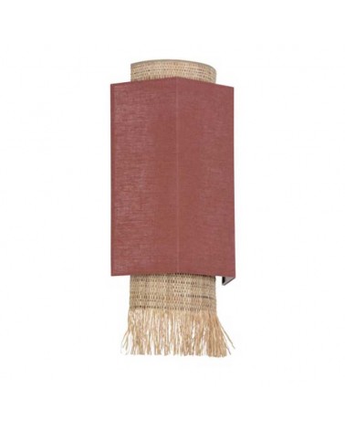Wall light 27cm 2 linen and frayed raffia lampshades 2xE27