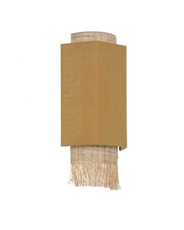 Aplique pared 27cm con 2 pantallas de lino y rafia deshilachada 2xE27