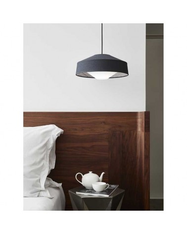 Lámpara de techo 38cm de metal, tela y papel acabado azul E27