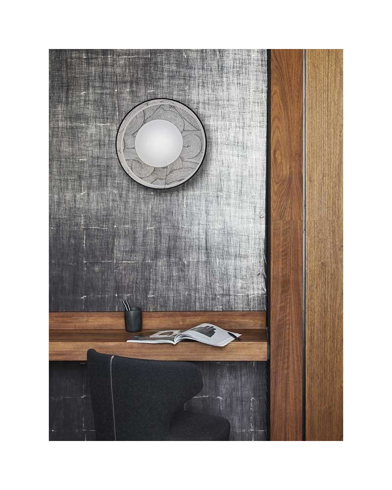 Wall light 38cm metal, fabric and paper with blue finish E27