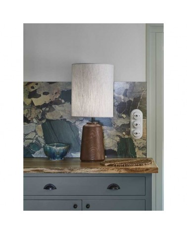 Lámpara de mesa 74,5cm en madera maciza y textil acabado blanco E27