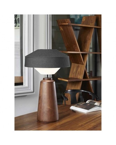 Table lamp 74cm made of solid wood, fabric and blue finish paper E27