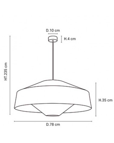 Ceiling lamp 78cm metal, fabric and paper with blue finish 3xE27