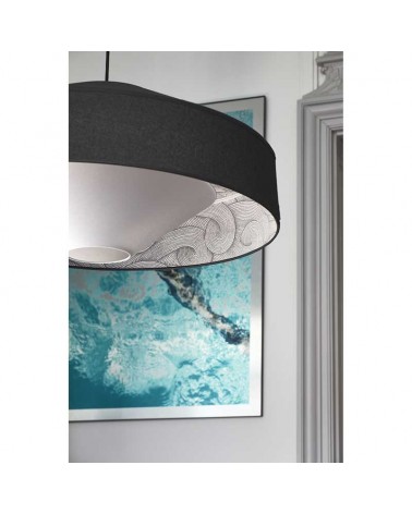 Ceiling lamp 78cm metal, fabric and paper with blue finish 3xE27