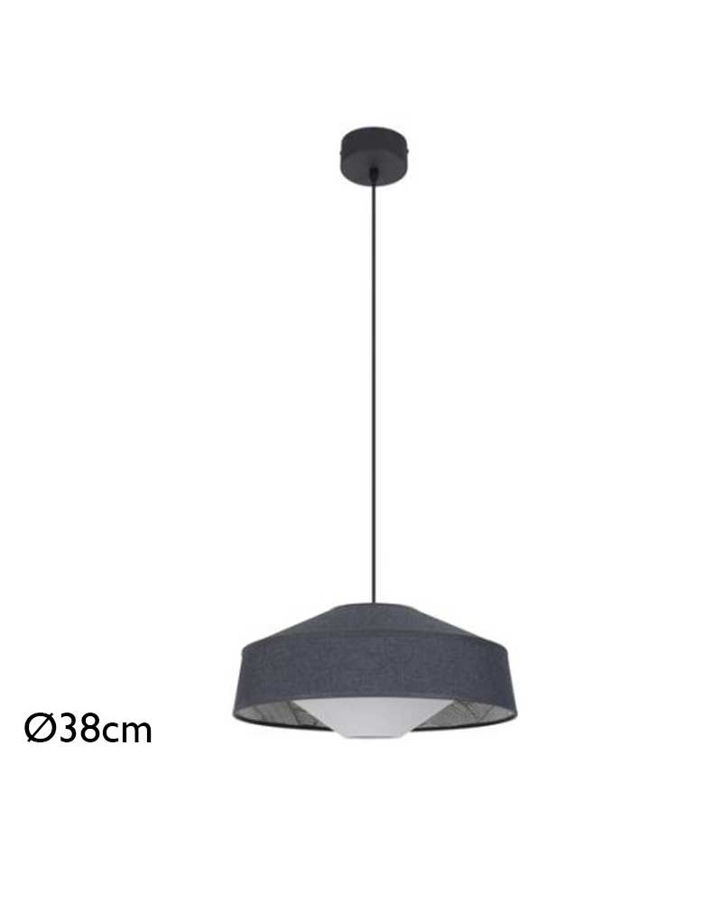 Lámpara de techo 38cm de metal, tela y papel acabado azul E27