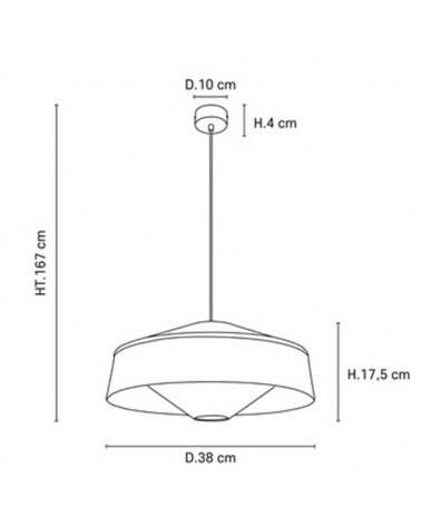 Lámpara de techo 38cm de metal, tela y papel acabado azul E27