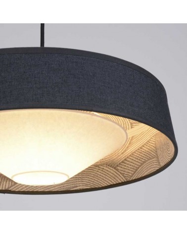 Ceiling lamp 58cm metal, fabric and paper with blue finish E27