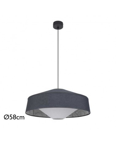 Ceiling lamp 58cm metal, fabric and paper with blue finish E27