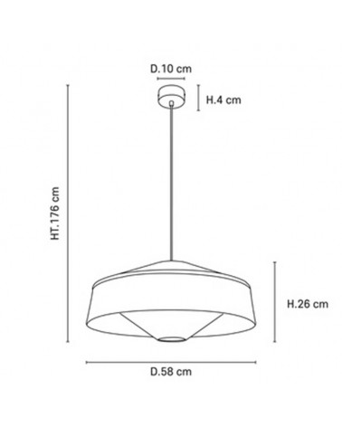 Ceiling lamp 58cm metal, fabric and paper with blue finish E27