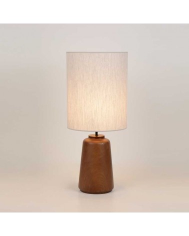 Lámpara de mesa 74,5cm en madera maciza y textil acabado blanco E27