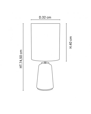Table lamp 74,5cm in solid wood and white finish textile E27