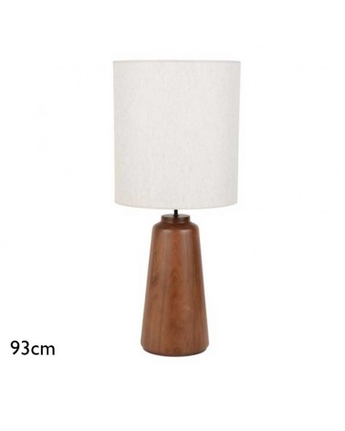 Lámpara de mesa 93cm en madera maciza y textil acabado blanco E27