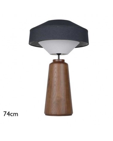 Lámpara de mesa 74cm de madera maciza, tela y papel acabado azul E27