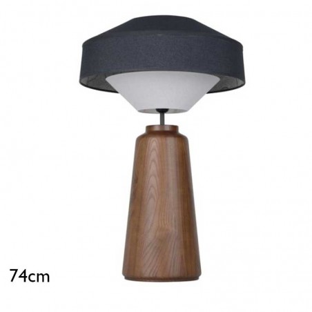 Table lamp 74cm made of solid wood, fabric and blue finish paper E27