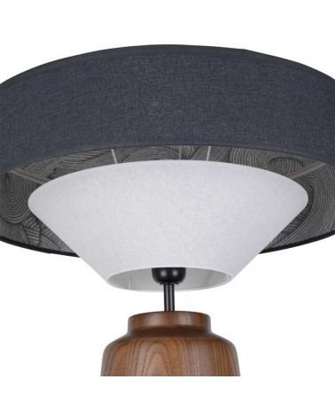 Table lamp 74cm made of solid wood, fabric and blue finish paper E27