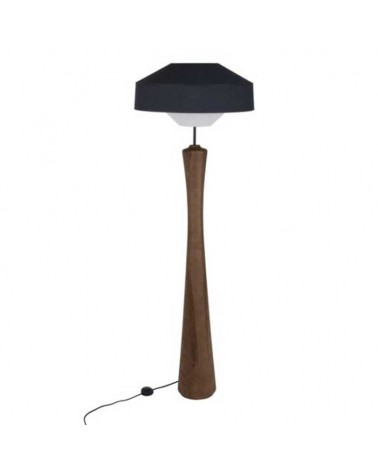 Floor lamp 170cm made of solid wood, fabric and blue finish paper E27