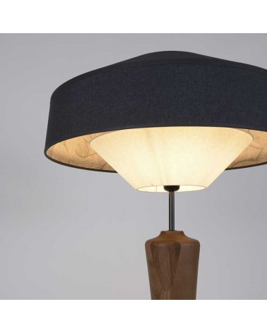 Floor lamp 170cm made of solid wood, fabric and blue finish paper E27