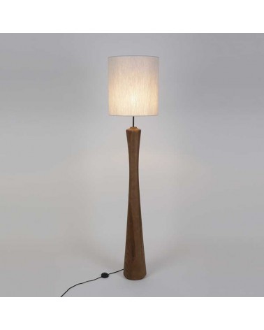 Floor lamp 184cm solid wood and textile with white finish E27