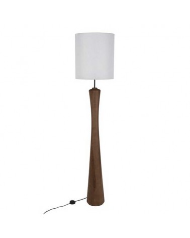 Lámpara de pie 184cm de madera maciza y textil acabado blanco E27