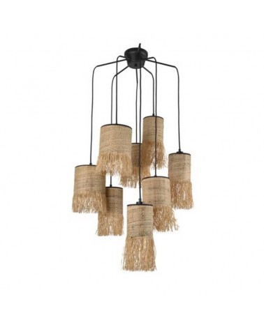 Ceiling lamp with 8 frayed raffia shades E27