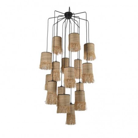 Ceiling lamp with 16 frayed raffia shades E27