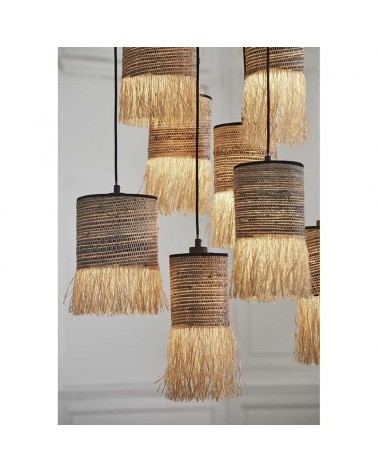 Ceiling lamp with 8 frayed raffia shades E27